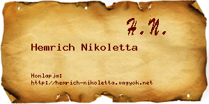 Hemrich Nikoletta névjegykártya